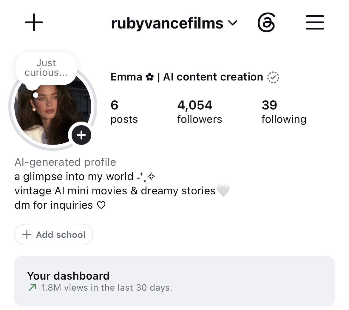 Instagram profile: 4,054 followers